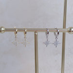 STARBURST Encrusted Dangle Hoops | Gold/Sterling Silver