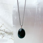 SACRED Black Tiger Eye Gemstone Pendant Necklace | Silver (50cm chain)