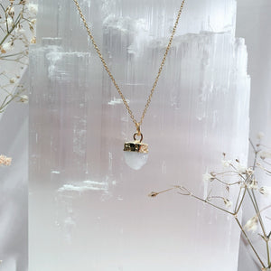 RAW Moonstone Crystal Necklace | Gold/Sterling Silver (18 inch chain)