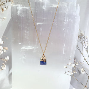 RAW Blue Tanzanite Crystal Necklace | Gold/Sterling Silver (18 inch chain)