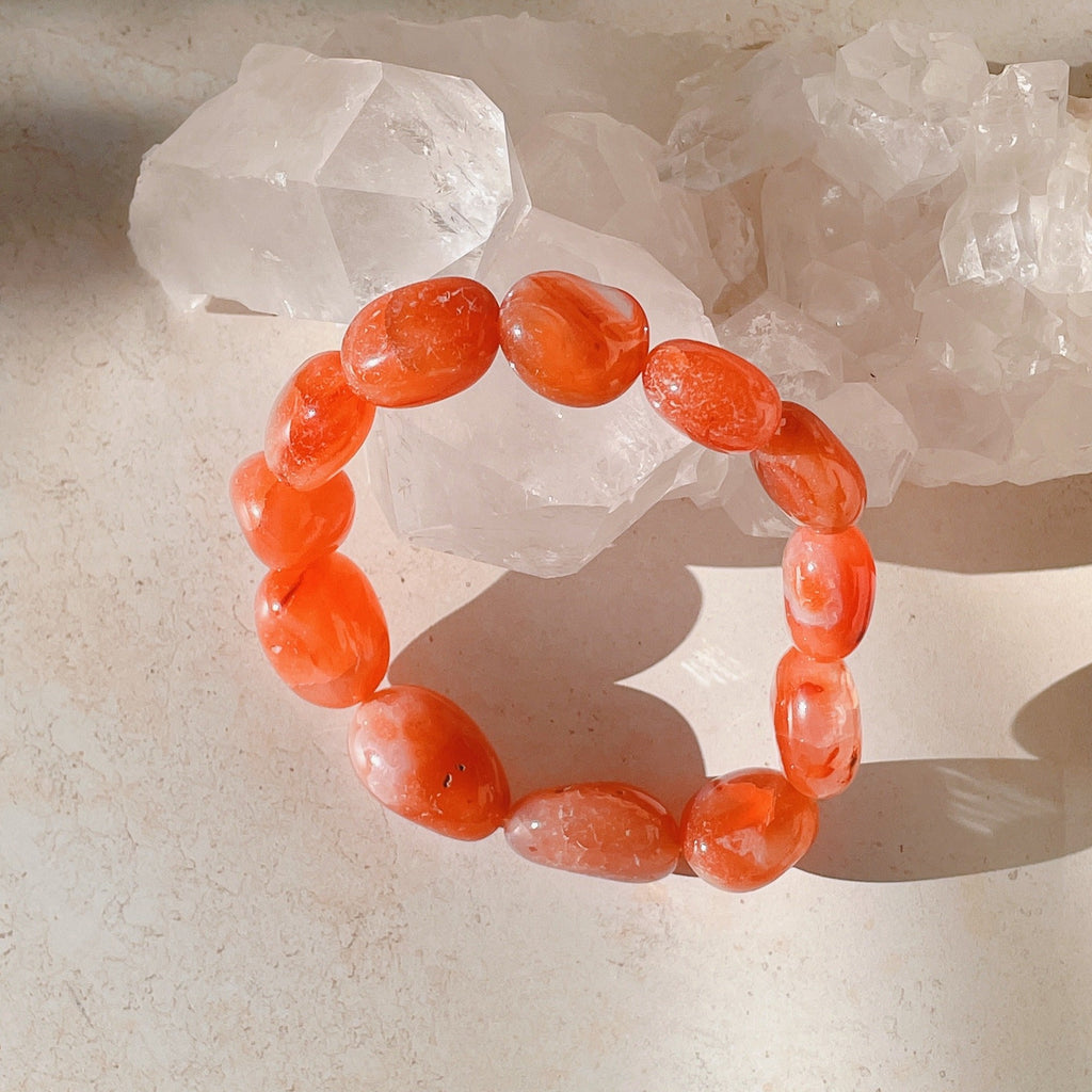 CHUNKY Orange Carnelian Crystal Bracelet