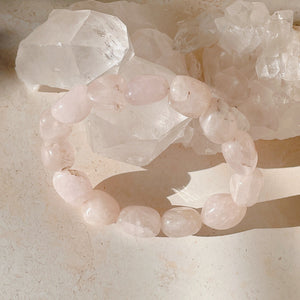 CHUNKY Pink Rose Quartz Crystal Bracelet