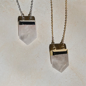 MALISHA Quartz Crystal Necklace | Gold/Sterling Silver (18 inch chain)