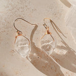 WIRE WRAPPED Crystal Quartz Dangle Earrings | Gold