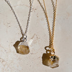 RAW Citrine Crystal Necklace | Gold/Sterling Silver (18 inch chain)