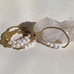 LUXURY Pearl beaded Bracelet (stretchy) | Gold