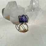 RAW Purple Amethyst Cluster Crystal Ring | Gold (Adjustable)