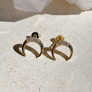 CRESCENT Encrusted Studs | Gold