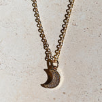 CHARMED Mini Moon Encrusted Necklace | Gold