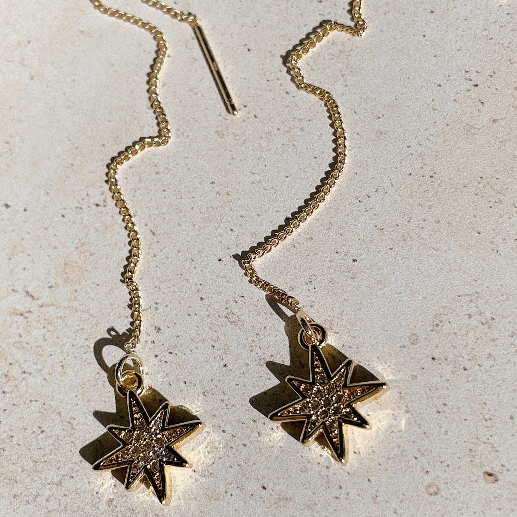 CHARMED Star Diamond Threader Earrings | Gold
