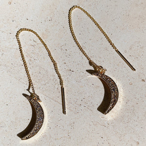 CHARMED Luna Encrusted Threader Earrings | Gold