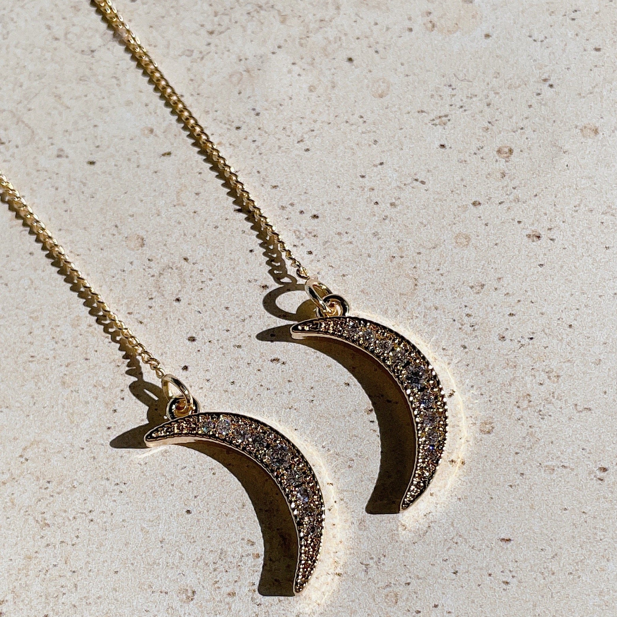 CHARMED Luna Encrusted Threader Earrings | Gold