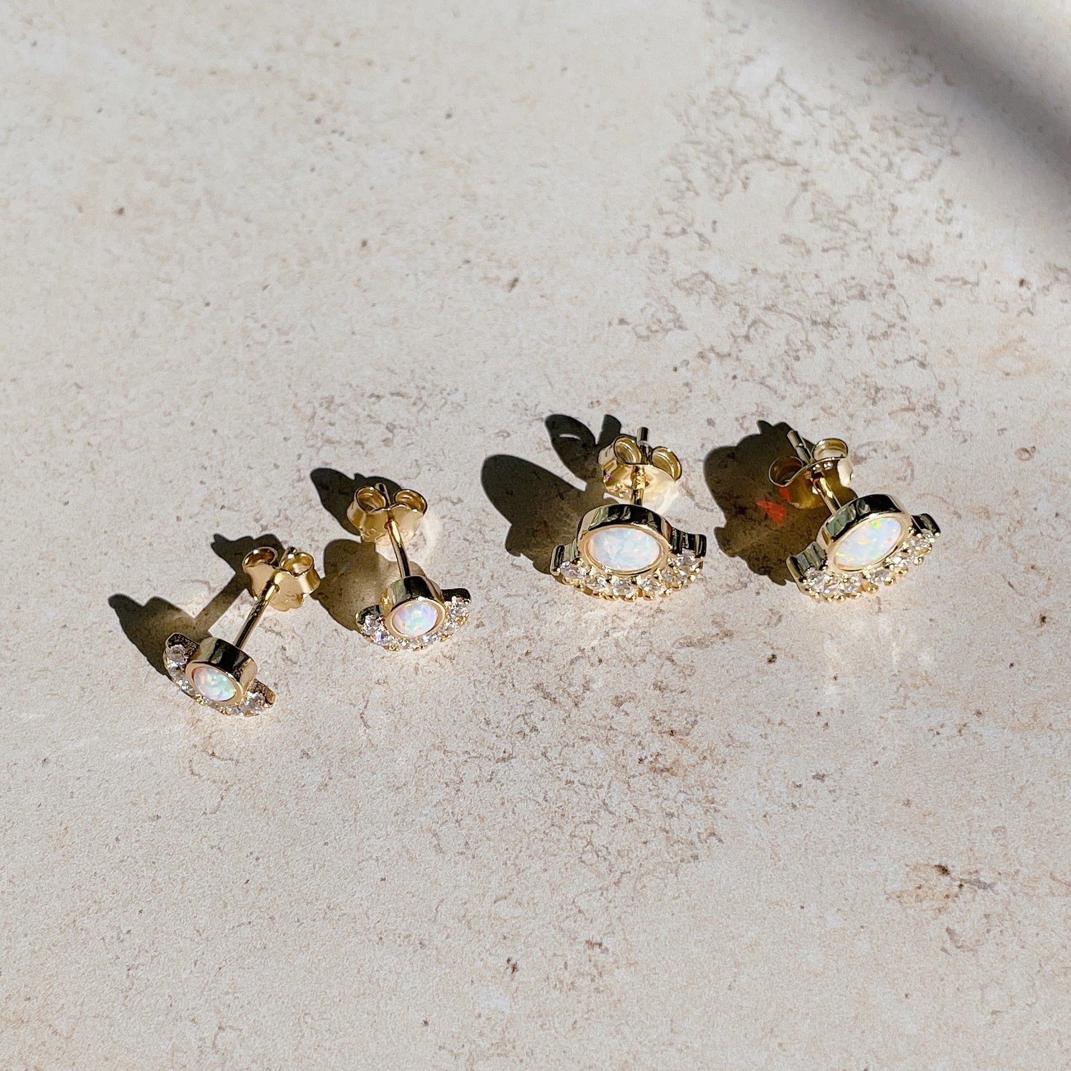 FANED Crystal & Opal Studs | Gold