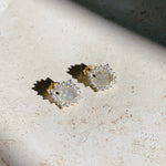 GLITZY Diamond & Labradorite Studs | Gold