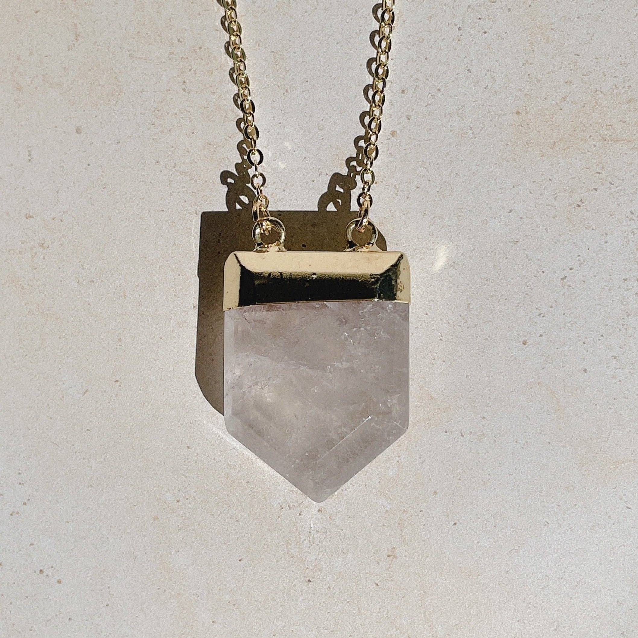 MALISHA Quartz Crystal Necklace | Gold/Sterling Silver (18 inch chain)