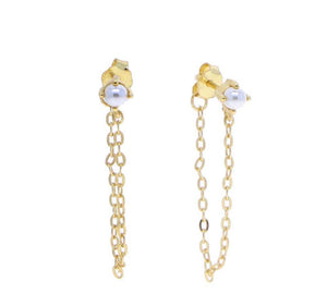 MINI Pearl Chain Studs | Gold & Silver