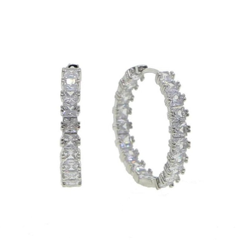 SOCIALITE Diamond Hoops | Silver