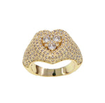 BURLESQUE Paved Heart Dress Ring | Gold