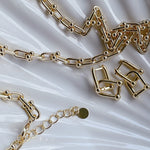 3PCE BOLD Link Bracelet Earrings Necklace Set | Gold