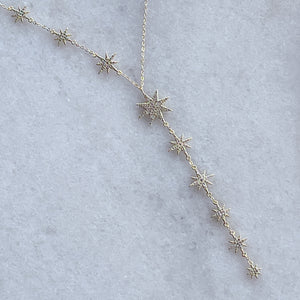 VIVID Paved 9 Star Drop Necklace | 14kt Gold