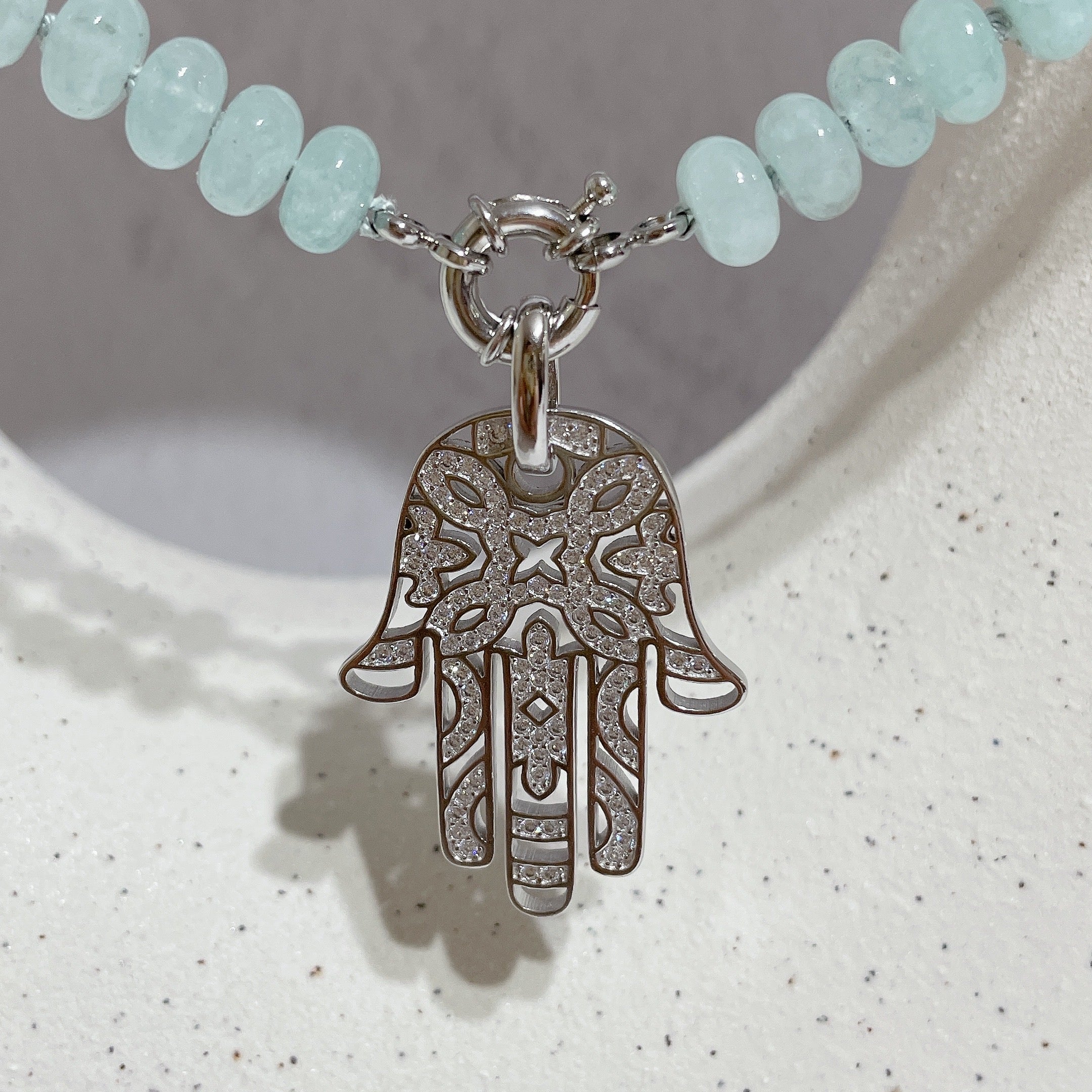 CZ HAMSA Large Charm | Silver *Luxe Collection