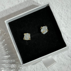 RAW Aquamarine Crystal Stud Packs | 14kt Gold