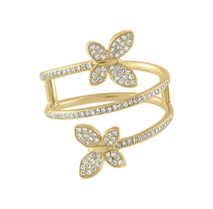 TWIN BUTTERFLY Paved Dress Ring | 18kt Gold