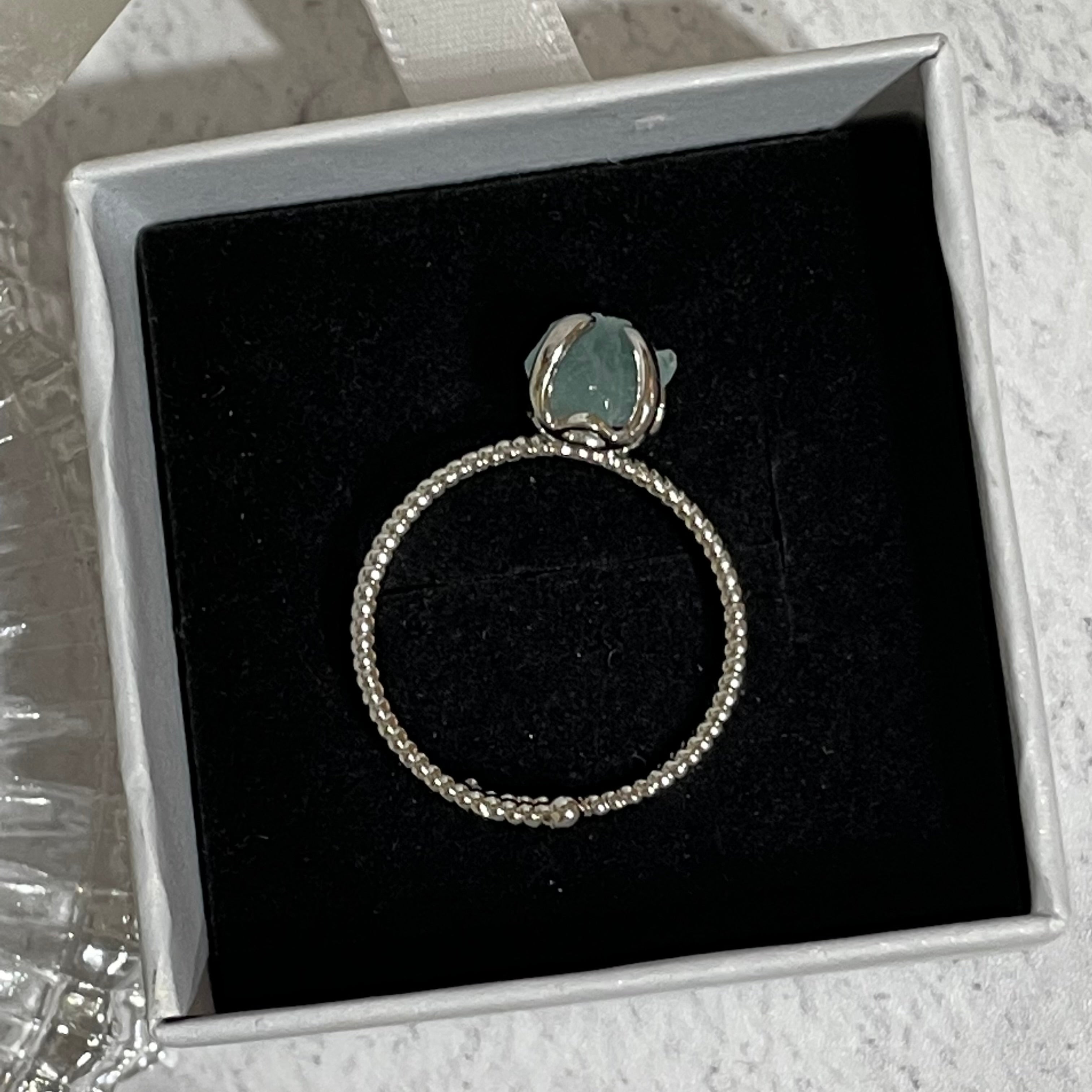 RAW CLAW Blue Aquamarine Crystal Ring | Sterling Silver (Adjustable)