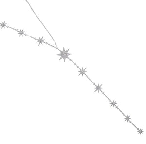 VIVID Paved 9 Star Drop Necklace | Silver