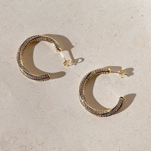 HOLLY Wrapped Pave Semi Hoops | Gold
