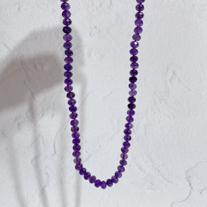 DEEP PURPLE AMETHYST Beaded Gemstone Necklace | Gold | 22.5" | ONE OF A KIND