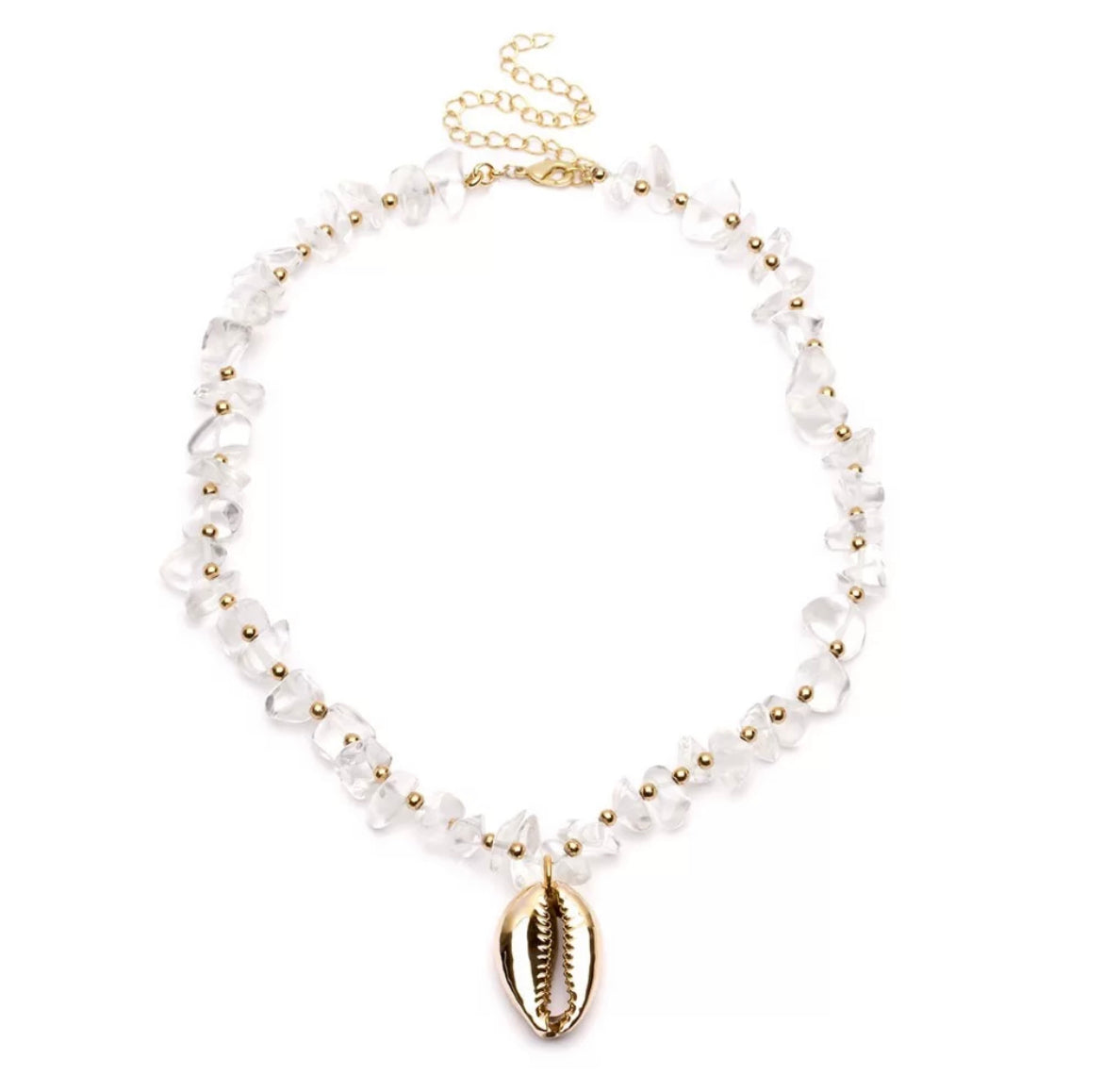 NOOSA Cowrie Crystal Necklace | Gold