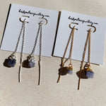 RAW Blue Tanzanite Crystal Threader Earrings | Gold/Sterling Silver