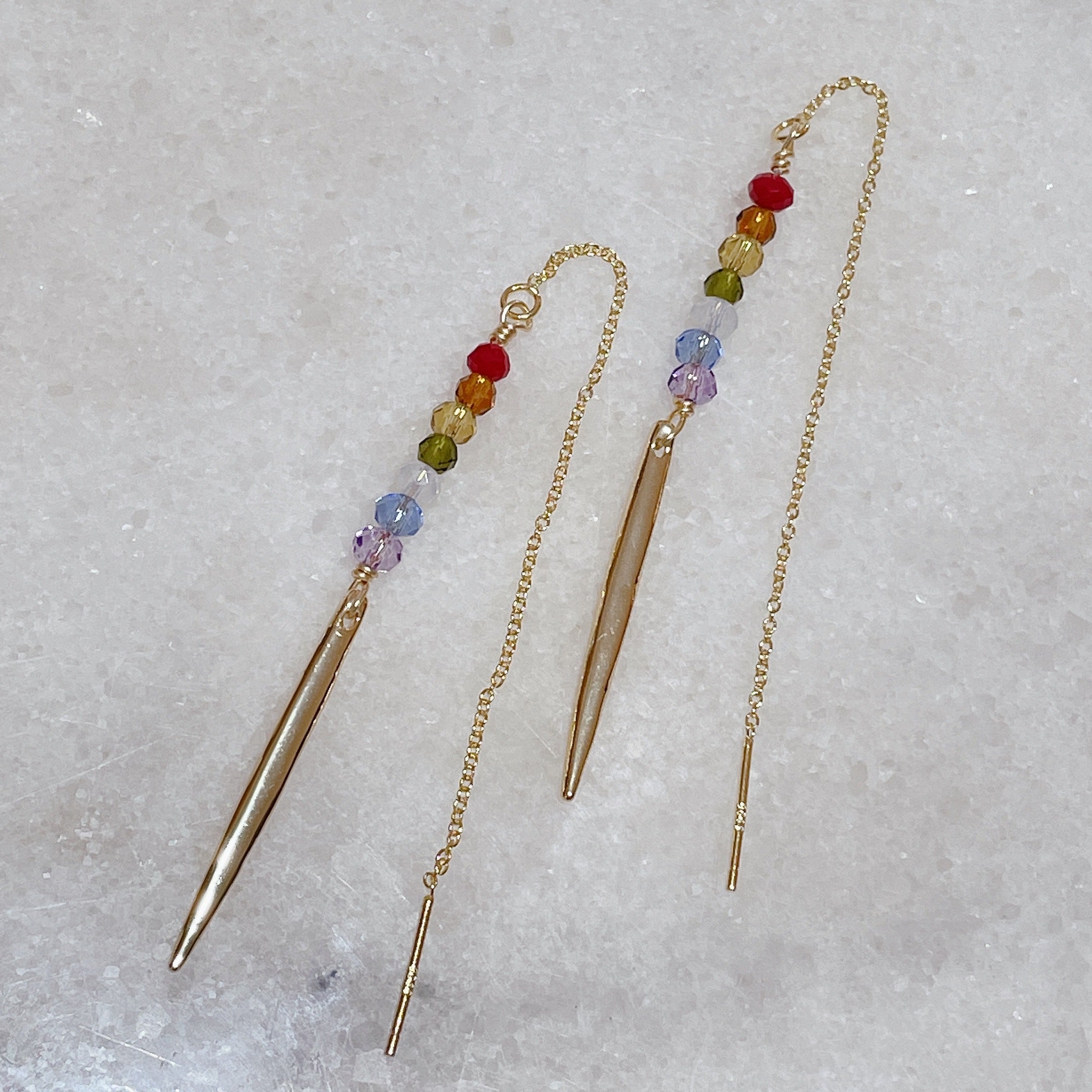 CHAKRA Crystal Threader Earrings | Gold