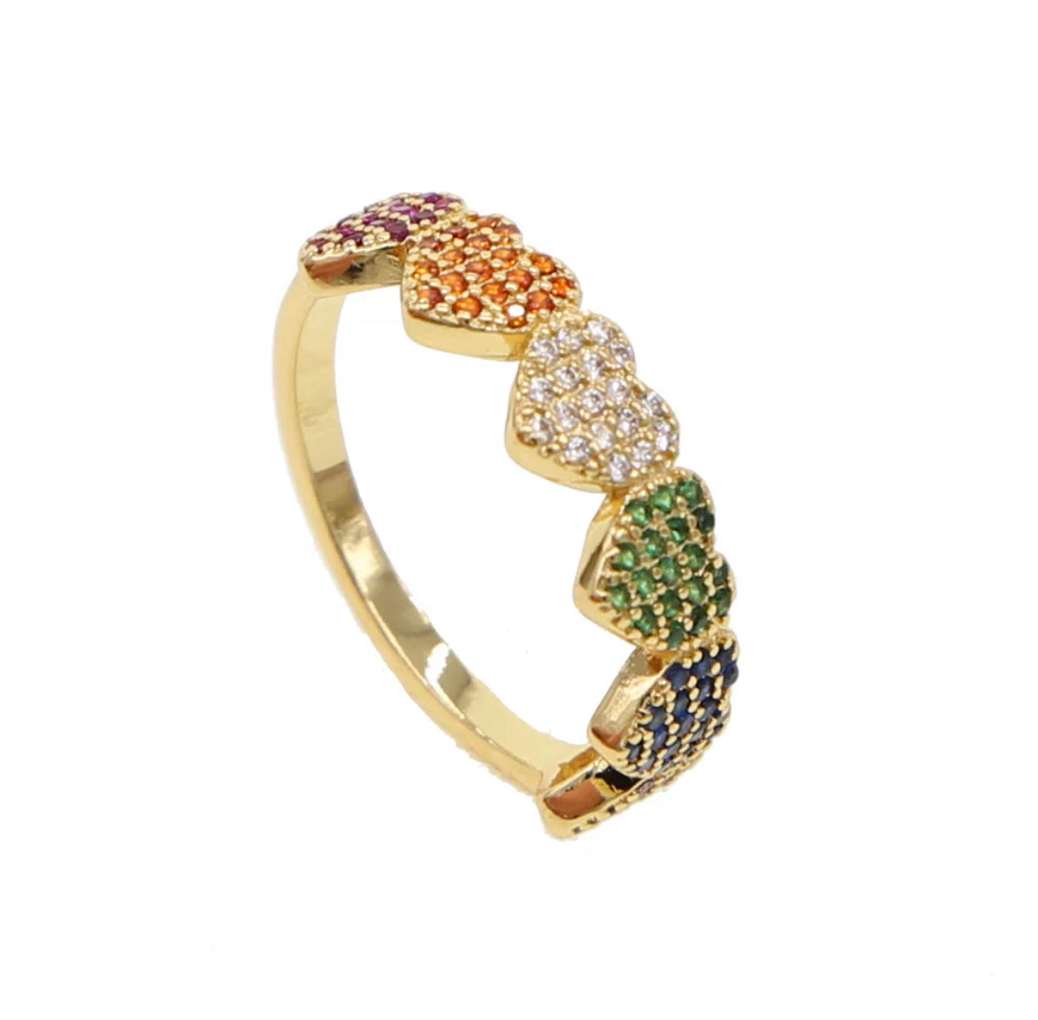 JULIETTE Paved Heart Ring | Gold/Multi Colour