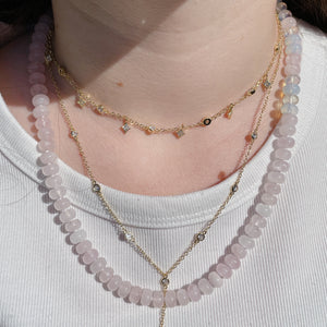 'NEW' PINK PRINCESS Beaded Gemstone Necklace | Gold | 20" | ONE OF A KIND
