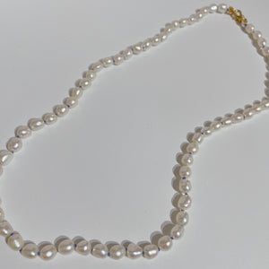 FRESHWATER PEARL Beaded Necklace with Blue Thread | Gold | 20.5" | ONE OF A KIND