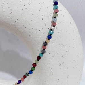 RAINBOW Mini Beaded Gemstone Necklace | Gold | 19" ONE OF A KIND