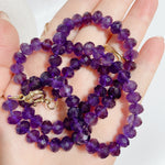 'NEW' DEEP PURPLE AMETHYST Beaded Gemstone Necklace | Gold | ONE OF A KIND