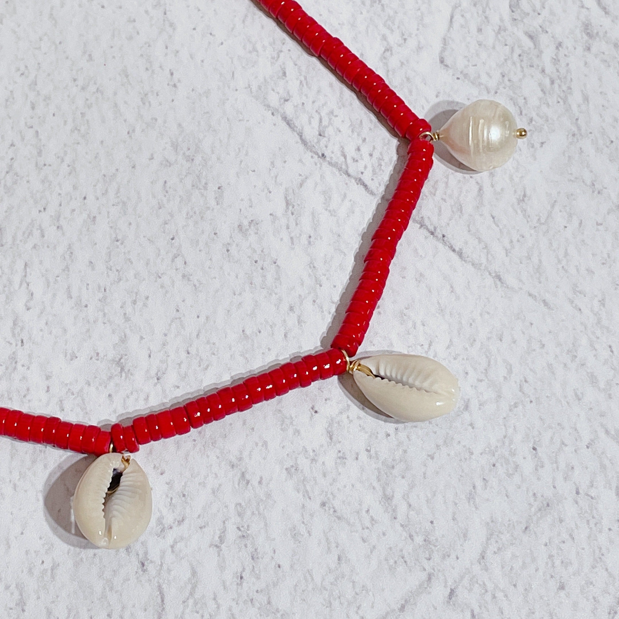 MERCIA Necklace | Shell/Red