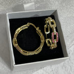 LINK Chain Colorful Medium Pave Hoops | Gold