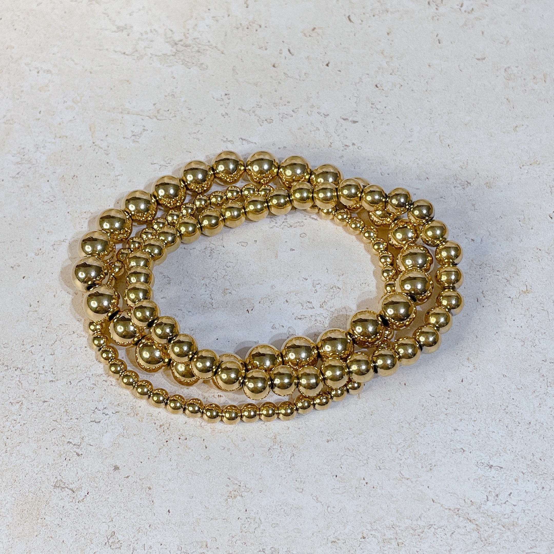 3PCE BEADED Bracelet Set | Gold
