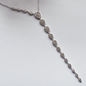 SULTRY Long Paved Teardrop Necklace | Silver