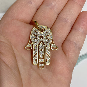 CZ HAMSA Large Charm | Gold *Luxe Collection