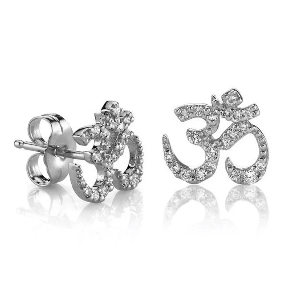 OM Encrusted Studs | Sterling Silver