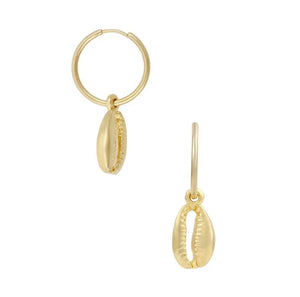 COWRIE Shell Charm Hoops | Gold