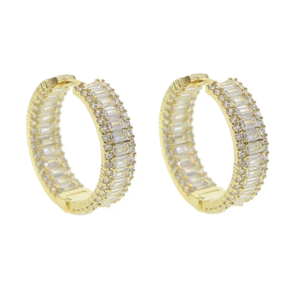 MARIAH Baguette Medium Hoops | Gold & Silver