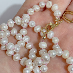FRESHWATER PEARL Beaded Necklace | Gold | 18" | ONE OF A KIND