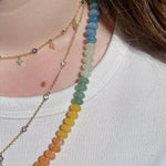 'NEW' RAINBOW CANDY Beaded Gemstone Necklace | Gold | ONE OF A KIND