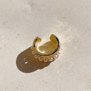 GRACE Pearl & Diamond Earring Cuff | Gold